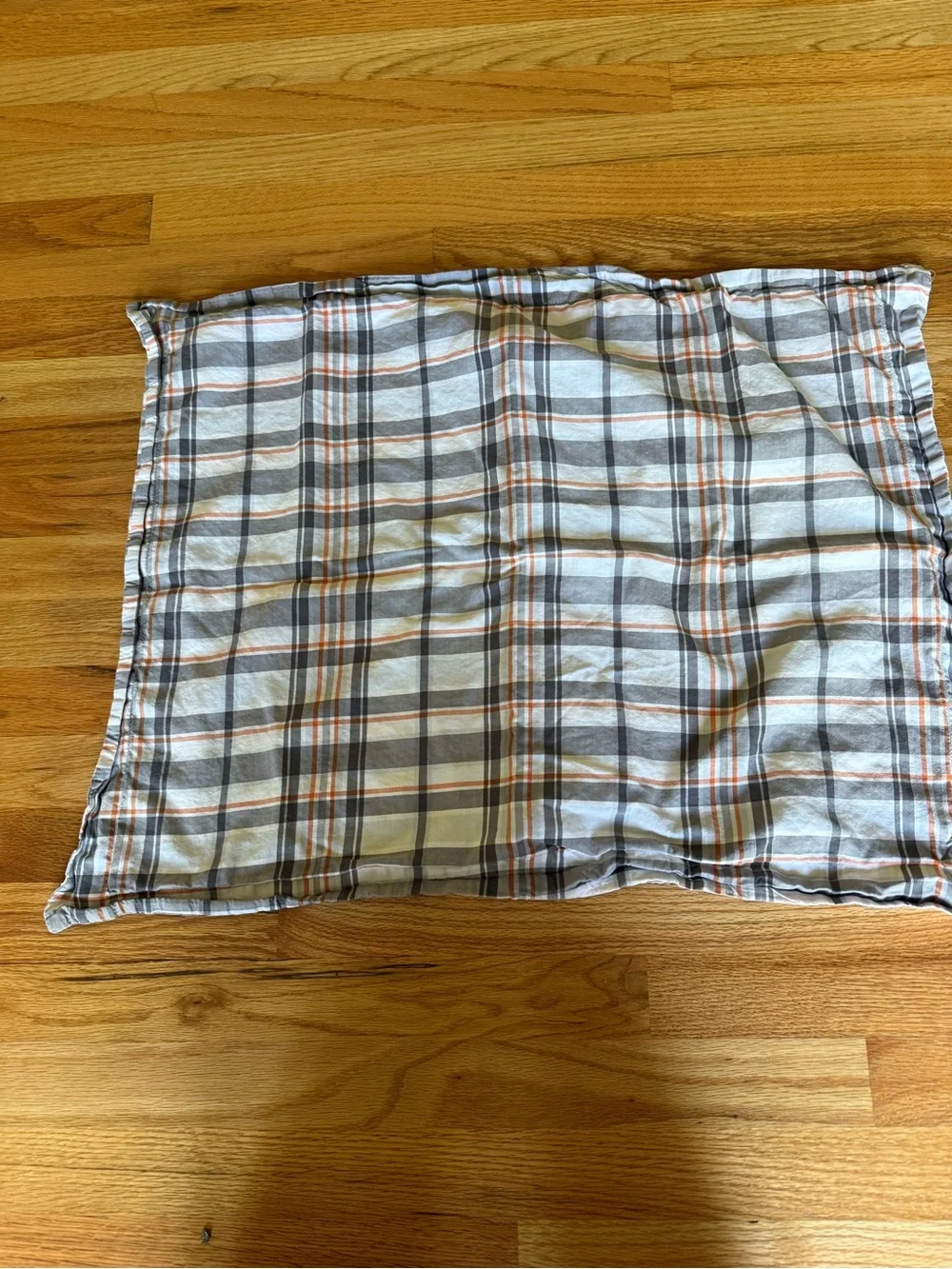 Pottery Barn Kids Stadium Plaid Duvet Sham Grey Orange Discontinued Twin